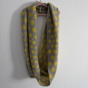 Nordstrom 100% Cashmere Polka Dot Infinity Scarf Yellow Gray